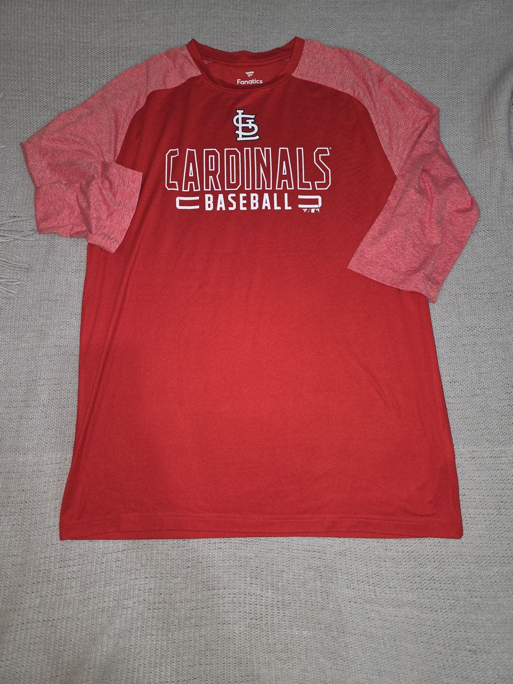 Fanatics St. Louis Cardinals Red Raglan Baseball Tee-3/4 Sleeve